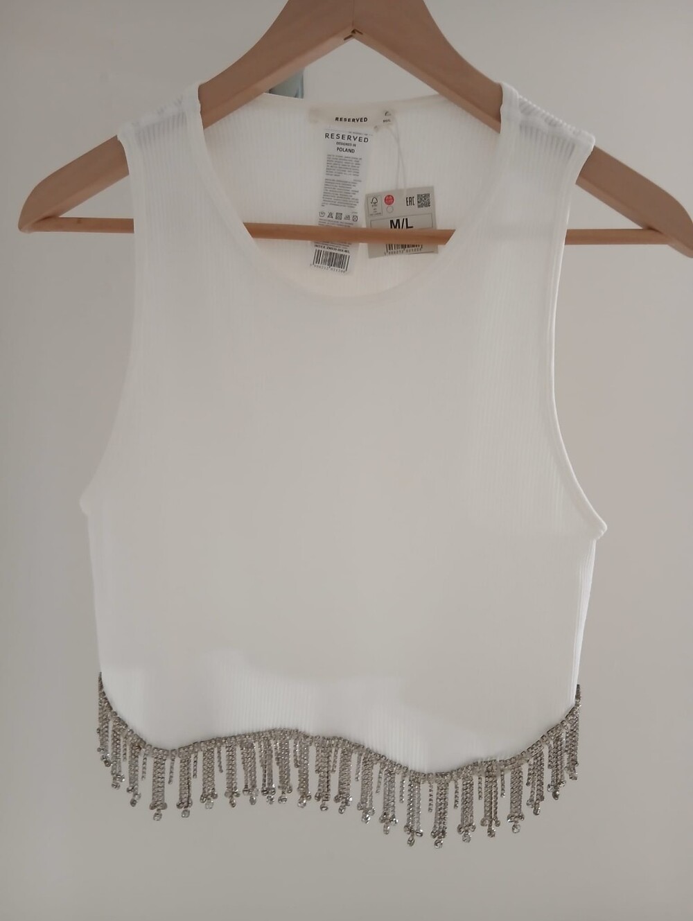 NEW Stretch White Tank With Rhinestones